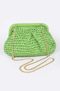 Pochette en fausse paille avec chaîne