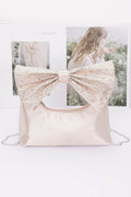 Pochette en nylon avec nœud thermocollant orné de strass