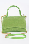 Sac à rabat avec poignée orné de strass