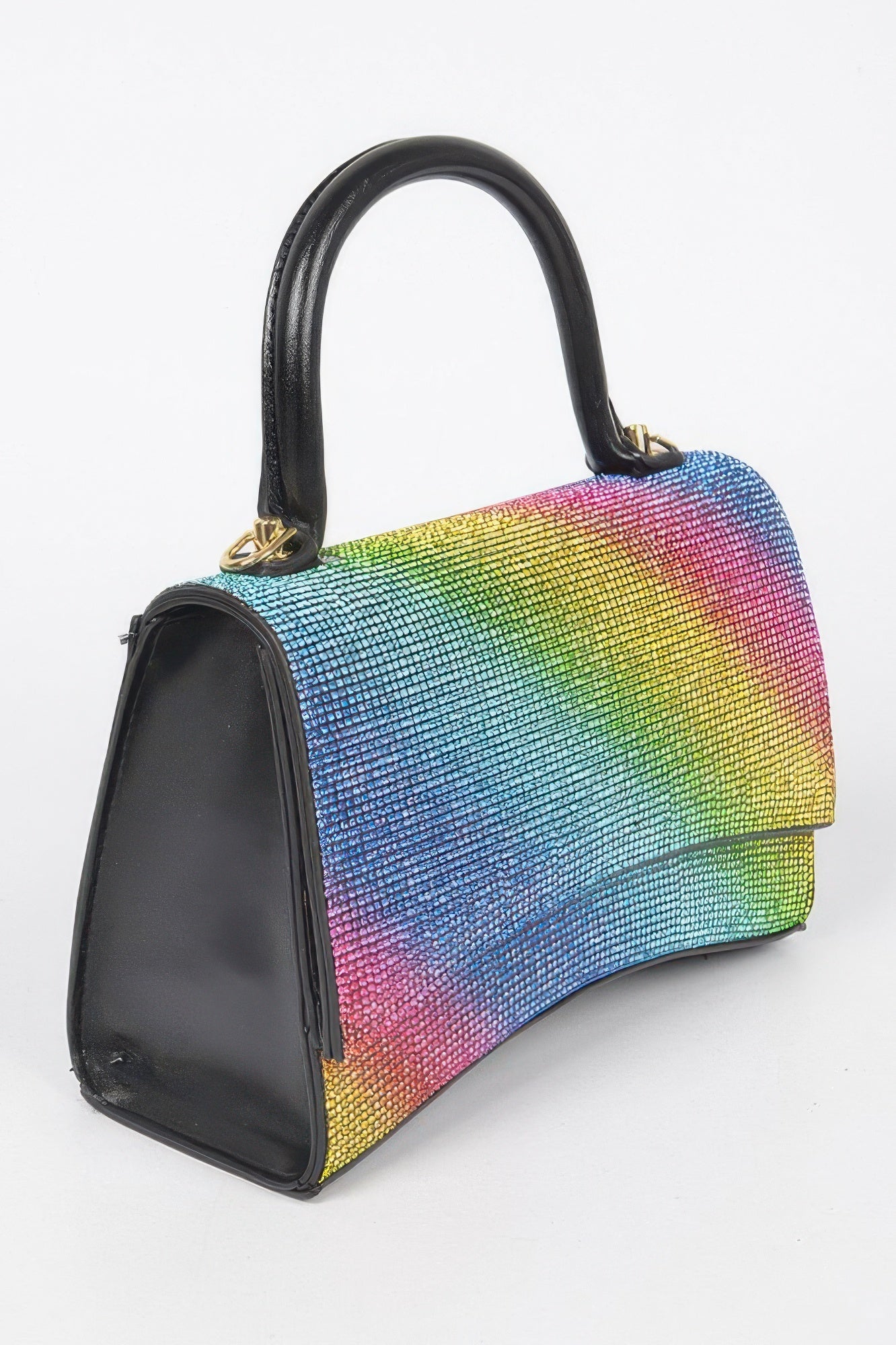 Sac à rabat avec poignée orné de strass