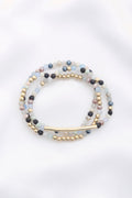 Bracelet extensible 3 rangs de perles en verre