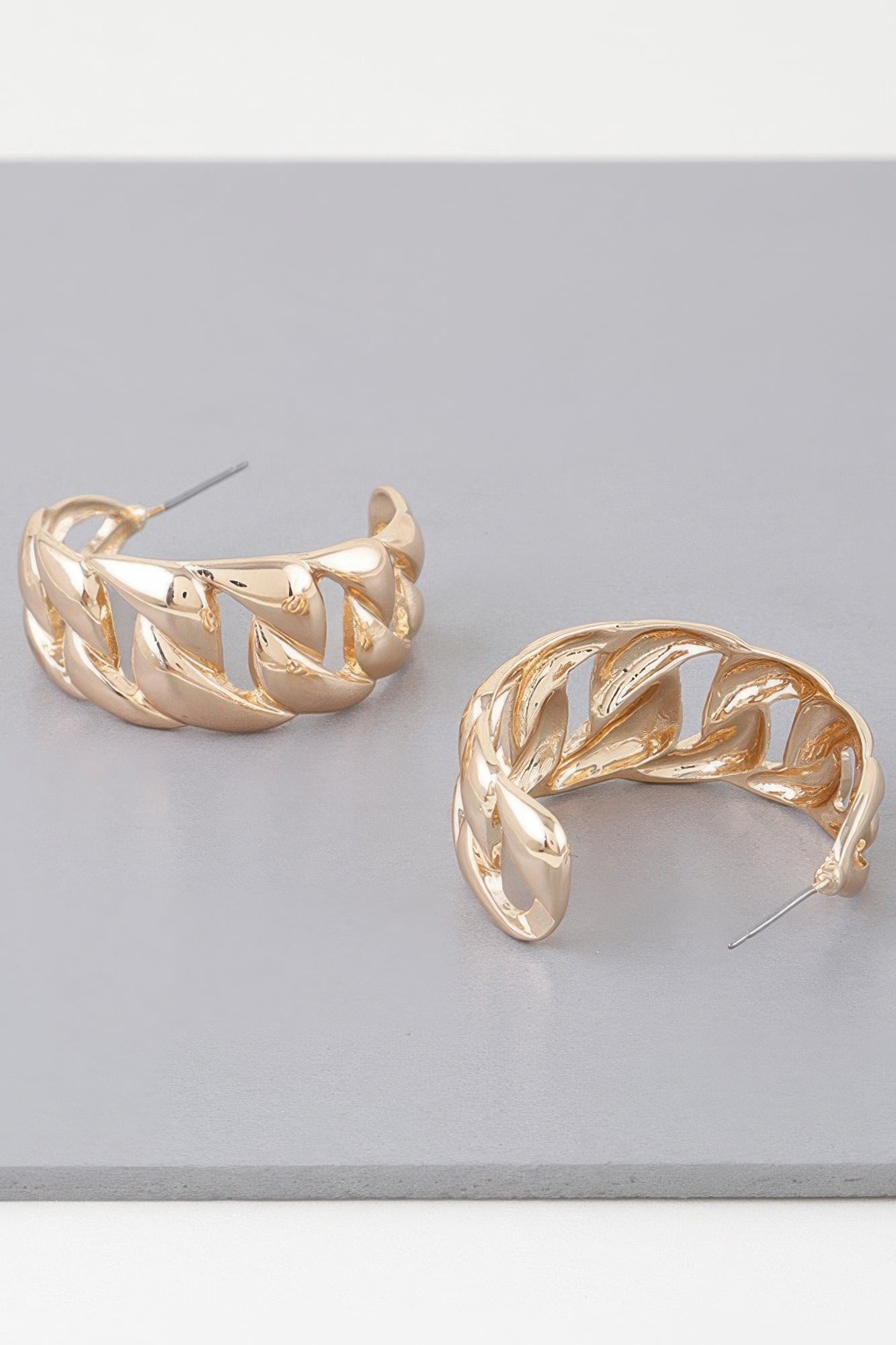 Boucles d'oreilles créoles avec chaîne maillons gourmette