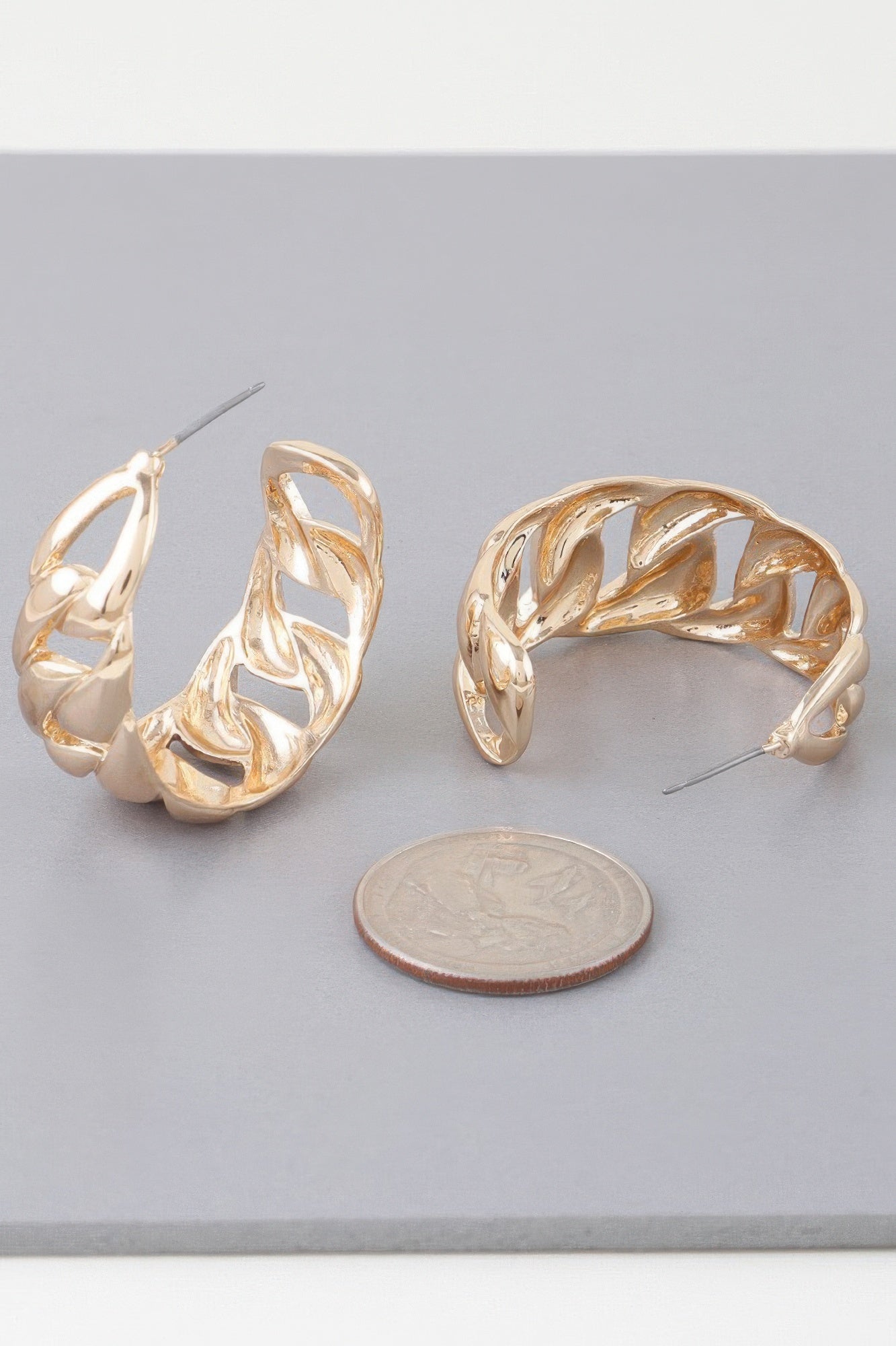 Boucles d'oreilles créoles avec chaîne maillons gourmette
