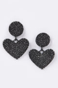 Boucles d'oreilles pendantes longues 2" cœur strass