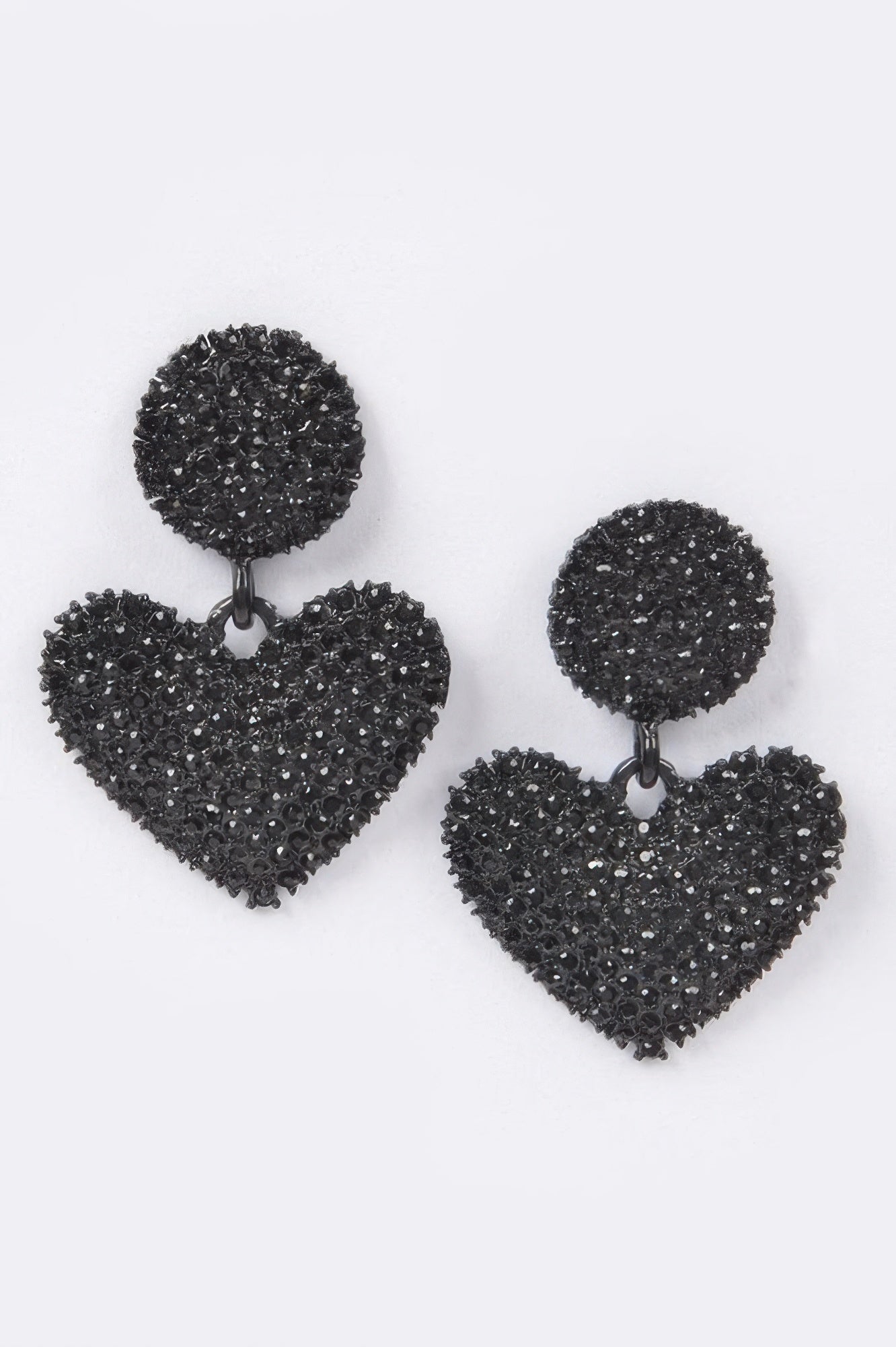 Boucles d'oreilles pendantes longues 2" cœur strass