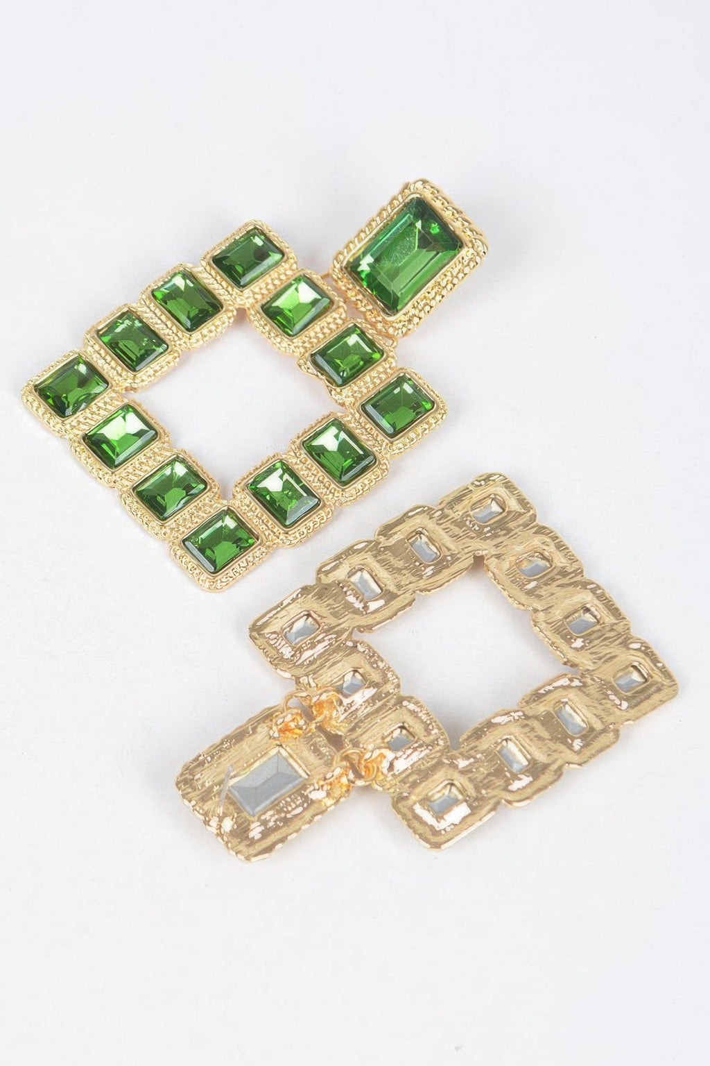 Boucles d'oreilles pierres précieuses carrées multiples