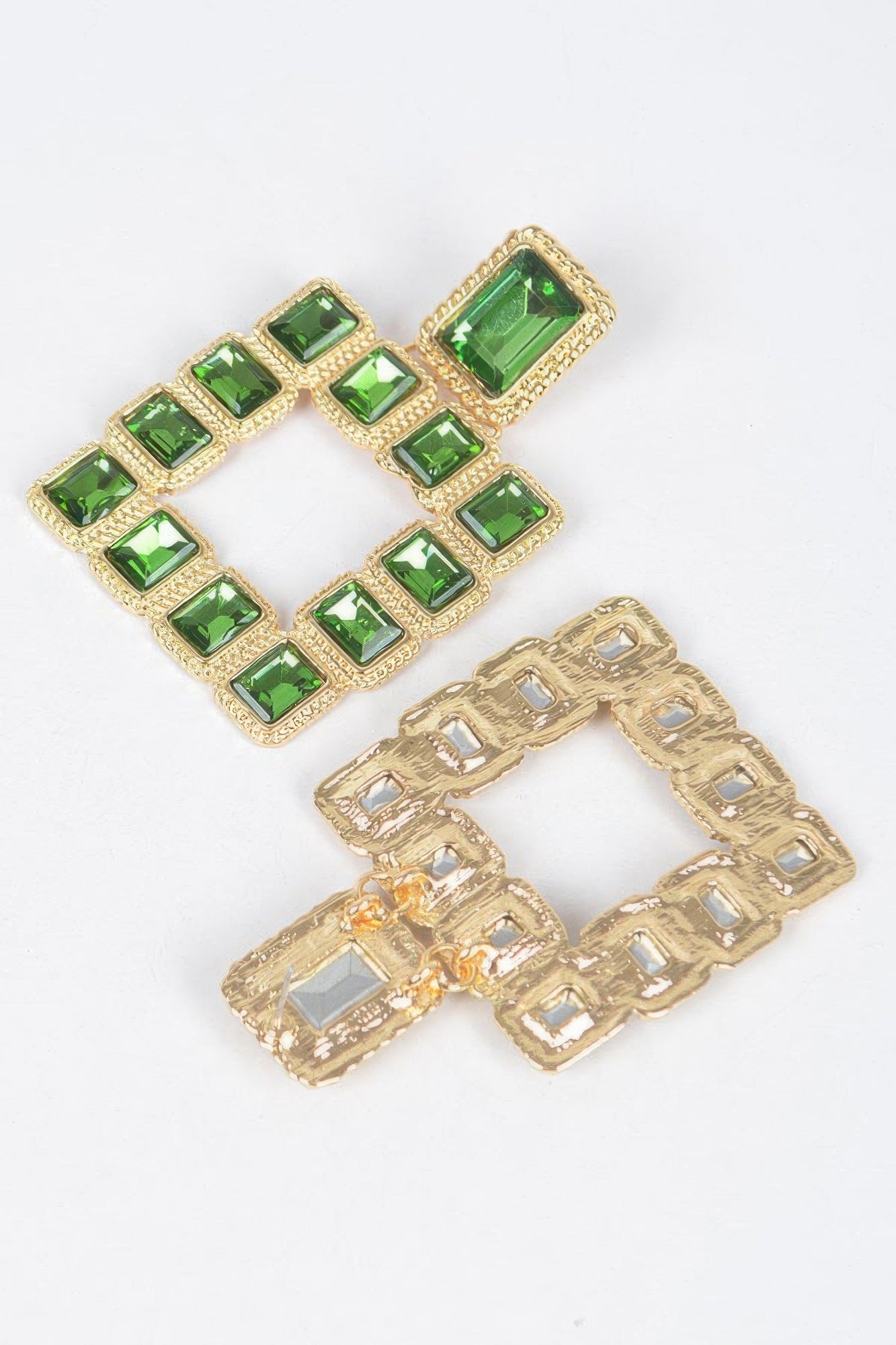 Boucles d'oreilles pierres précieuses carrées multiples