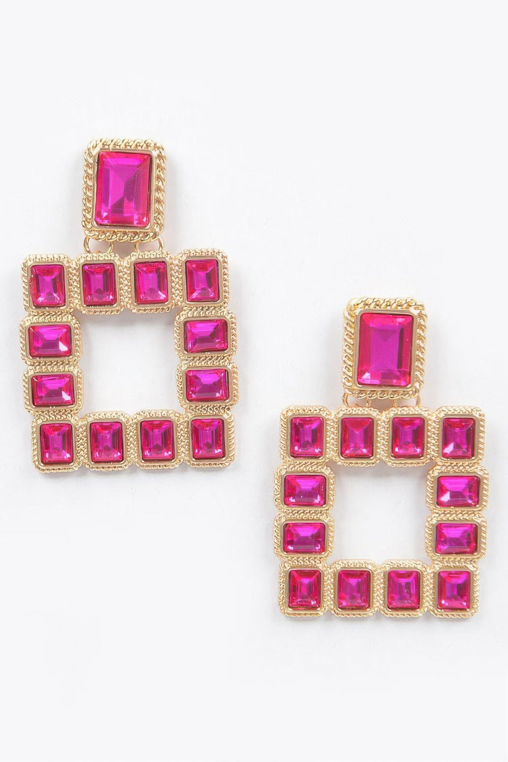 Boucles d'oreilles pierres précieuses carrées multiples