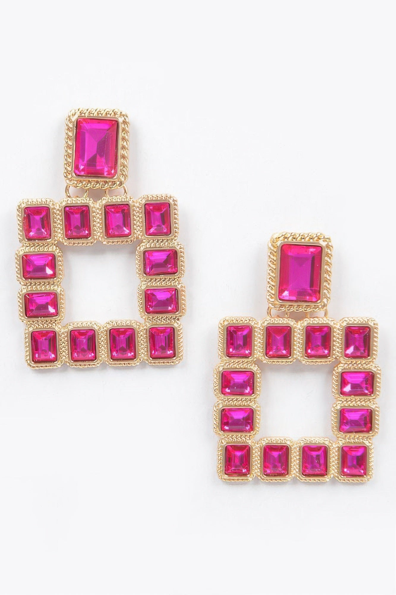 Boucles d'oreilles pierres précieuses carrées multiples