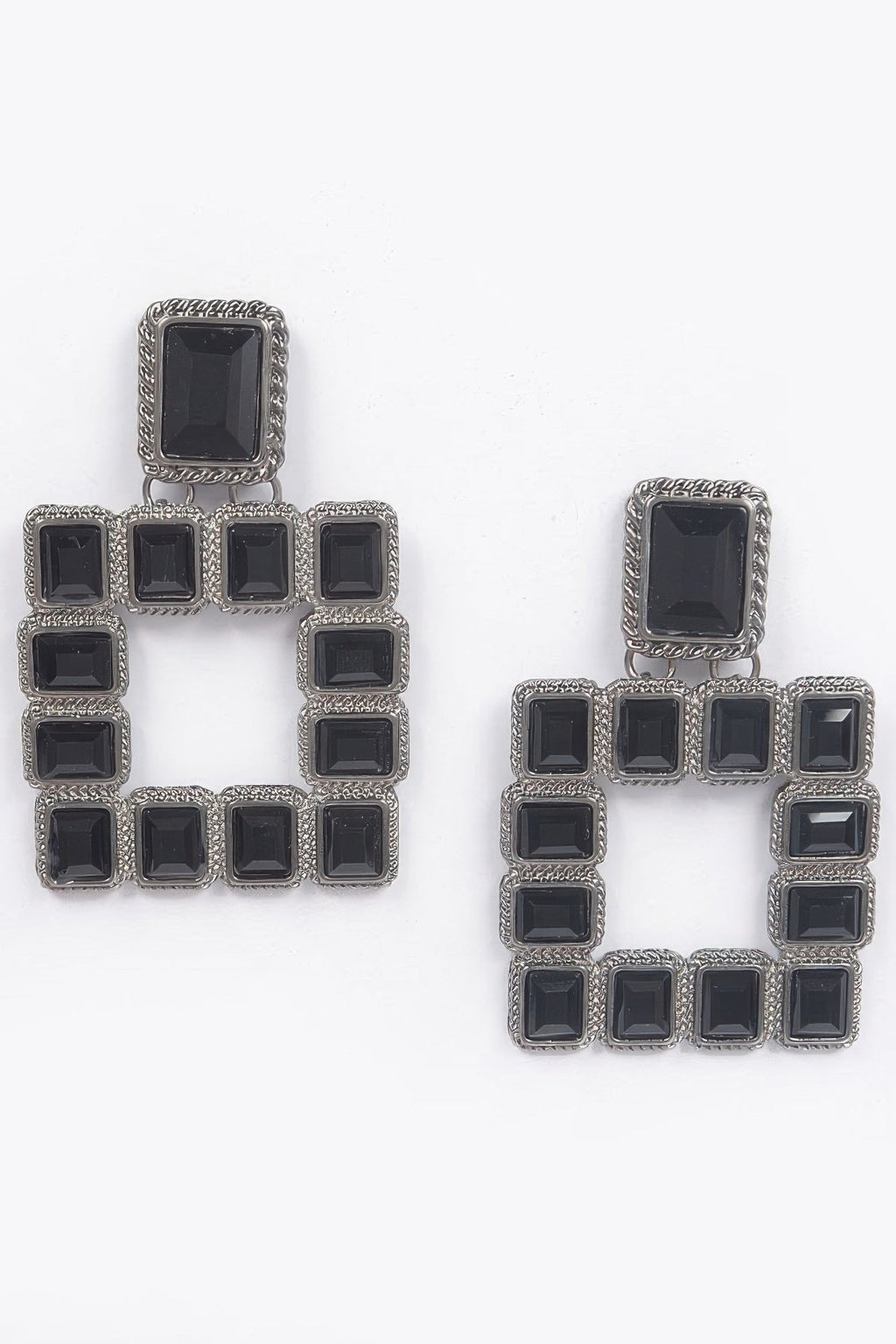 Boucles d'oreilles pierres précieuses carrées multiples