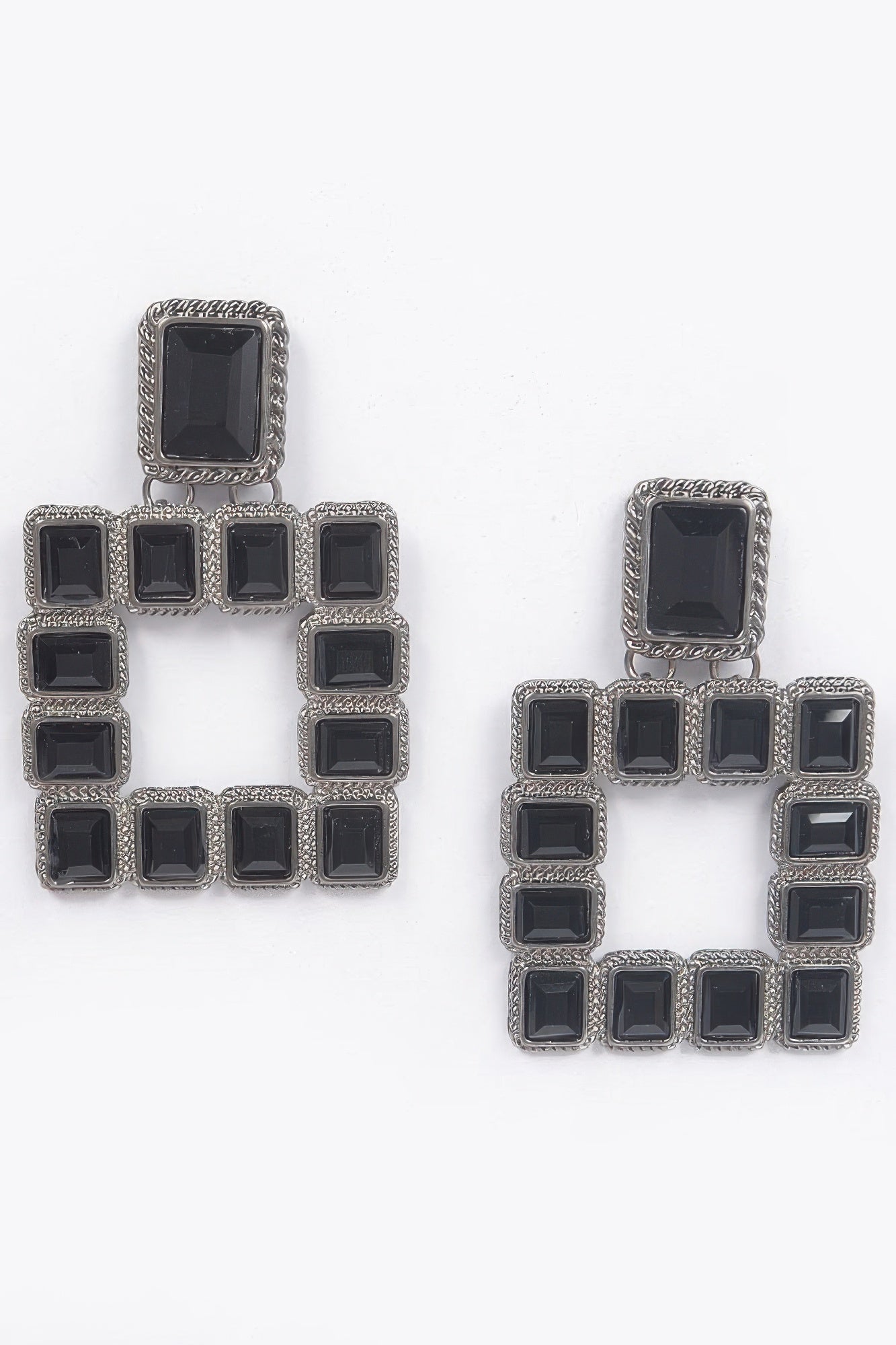 Boucles d'oreilles pierres précieuses carrées multiples