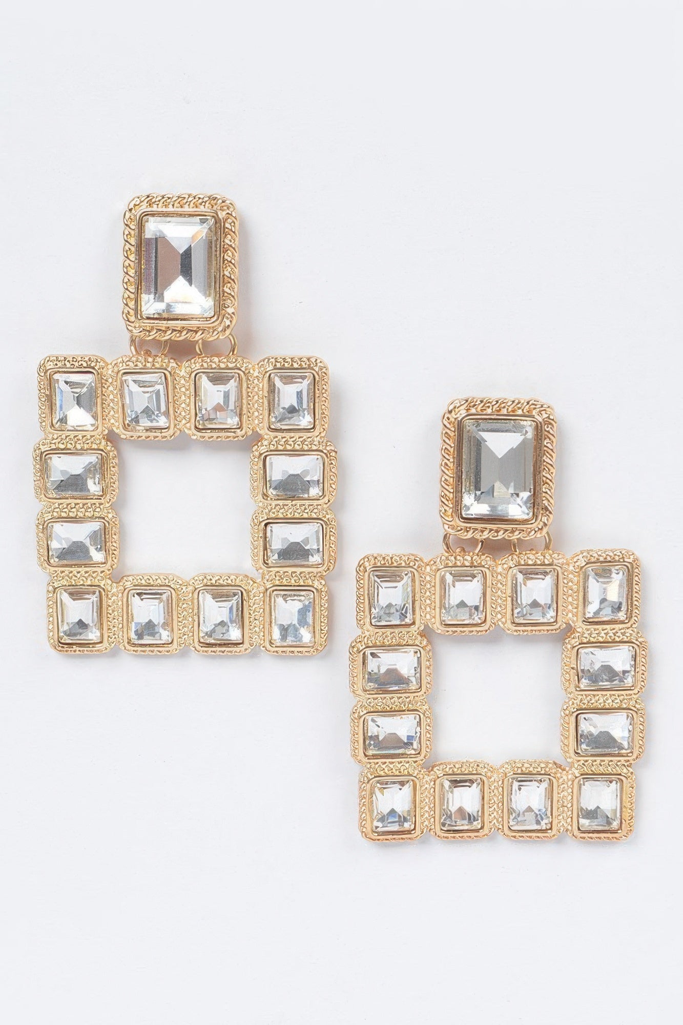 Boucles d'oreilles pierres précieuses carrées multiples
