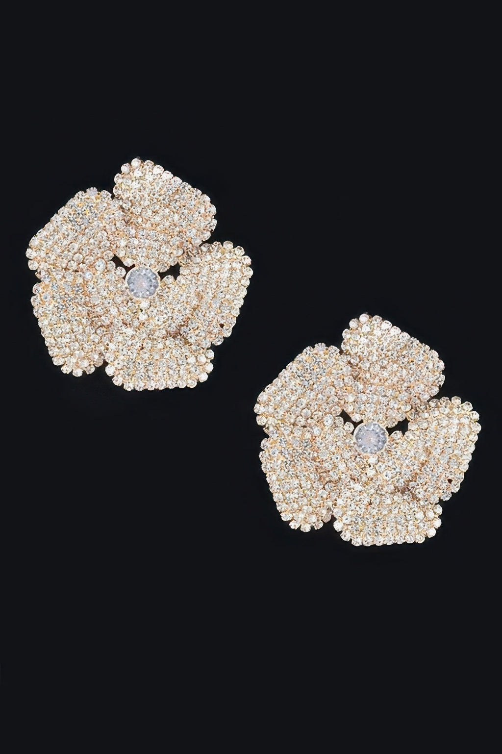 Puces d'oreilles fleur en strass 4,45 cm