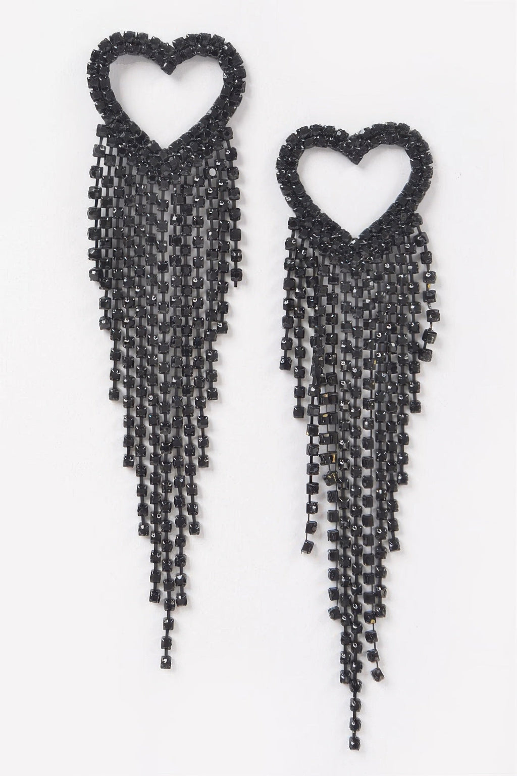 Boucles d'oreilles cœur à franges en strass 12,7 cm