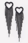 Boucles d'oreilles cœur à franges en strass 12,7 cm