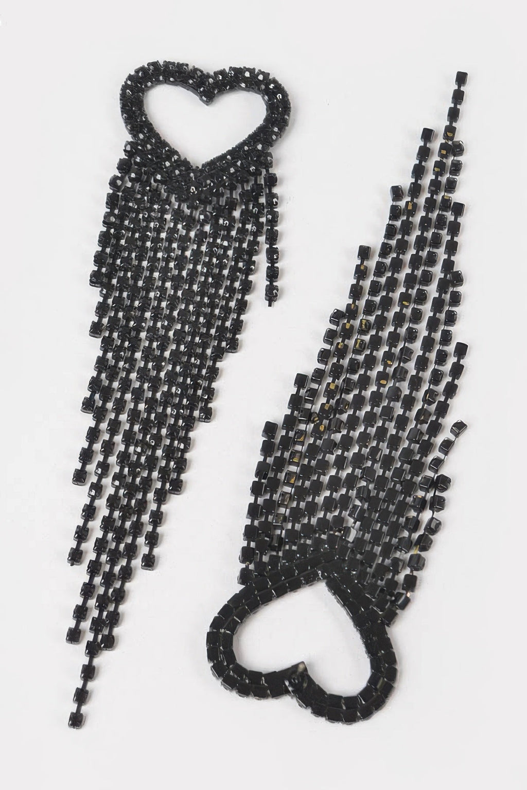 Boucles d'oreilles cœur à franges en strass 12,7 cm