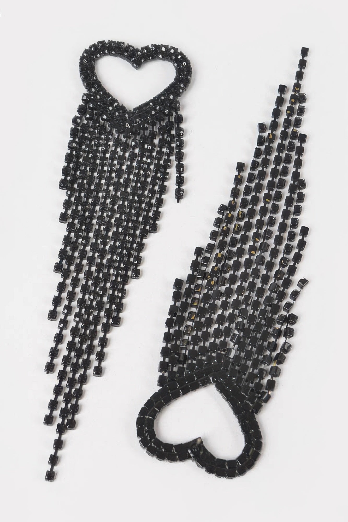 Boucles d'oreilles cœur à franges en strass 12,7 cm