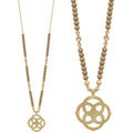 Collier Pendentif Géométrique Fleur Perles en Bois
