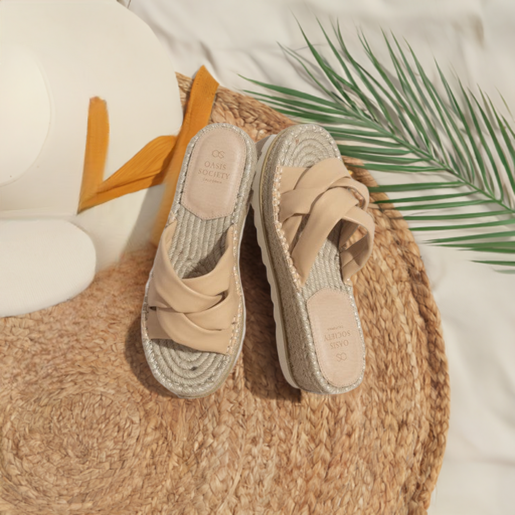 Sandales espadrilles compensées croisées beiges Rebel Society Oasis