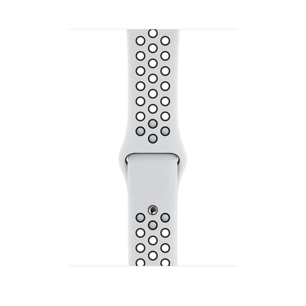 Apple Watch Nike Series 5 (GPS) 44 mm, boîtier en aluminium argenté avec bracelet sport Nike platine pur/noir
