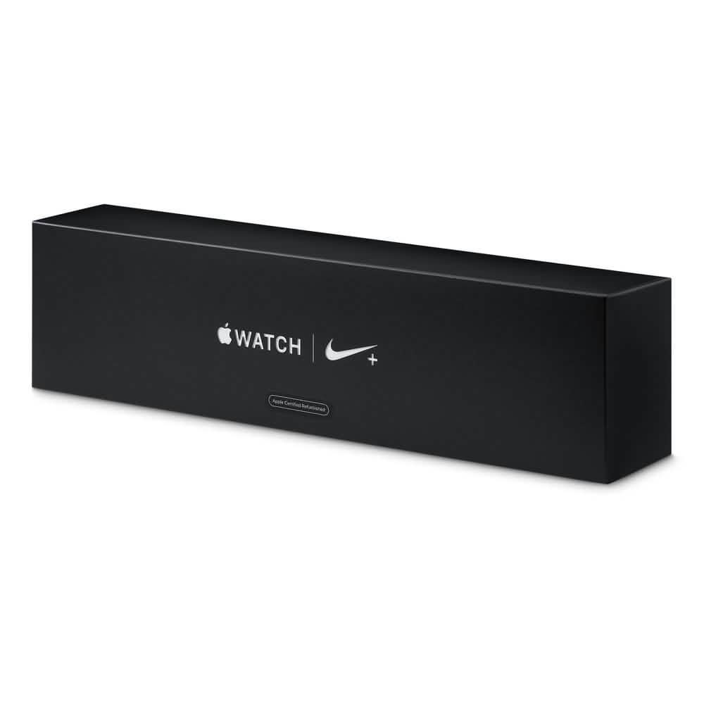 Apple Watch Nike Series 5 (GPS) 44 mm, boîtier en aluminium argenté avec bracelet sport Nike platine pur/noir