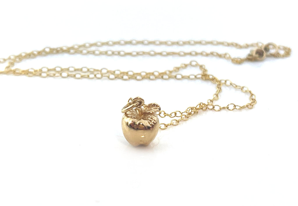 Collier Pendentif Petite Pomme - Bijoux Remplis d'Or 14k - Collier Fait Main - Cadeau pour Professeur