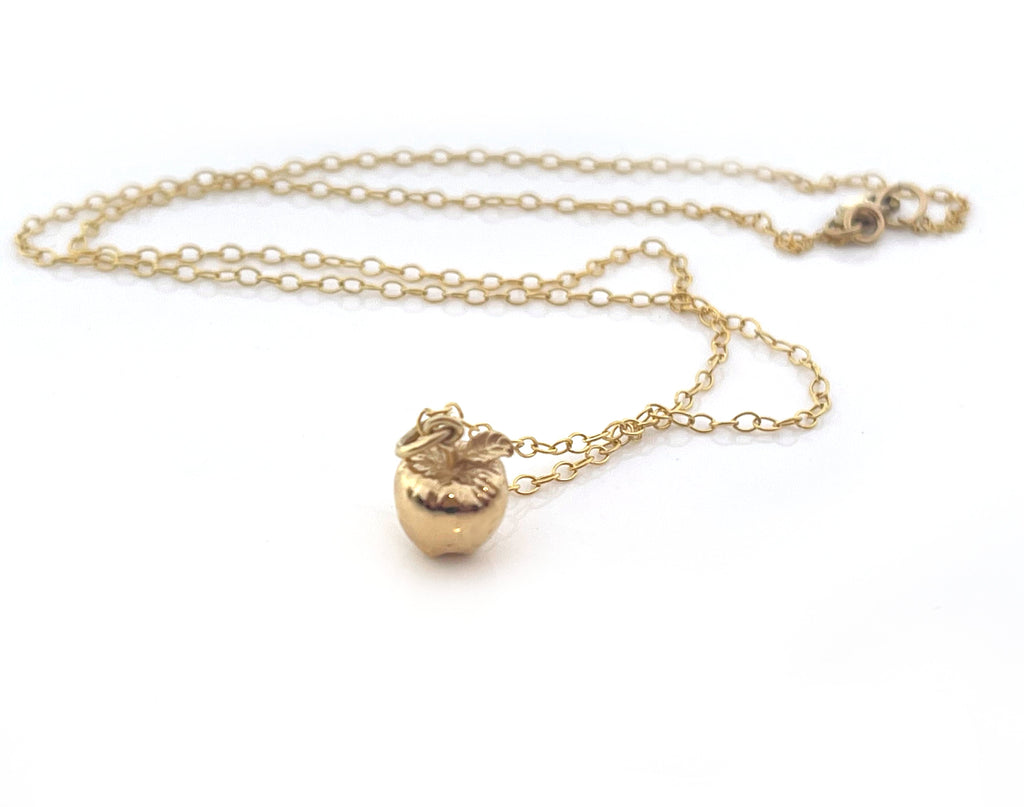 Collier Pendentif Petite Pomme - Bijoux Remplis d'Or 14k - Collier Fait Main - Cadeau pour Professeur