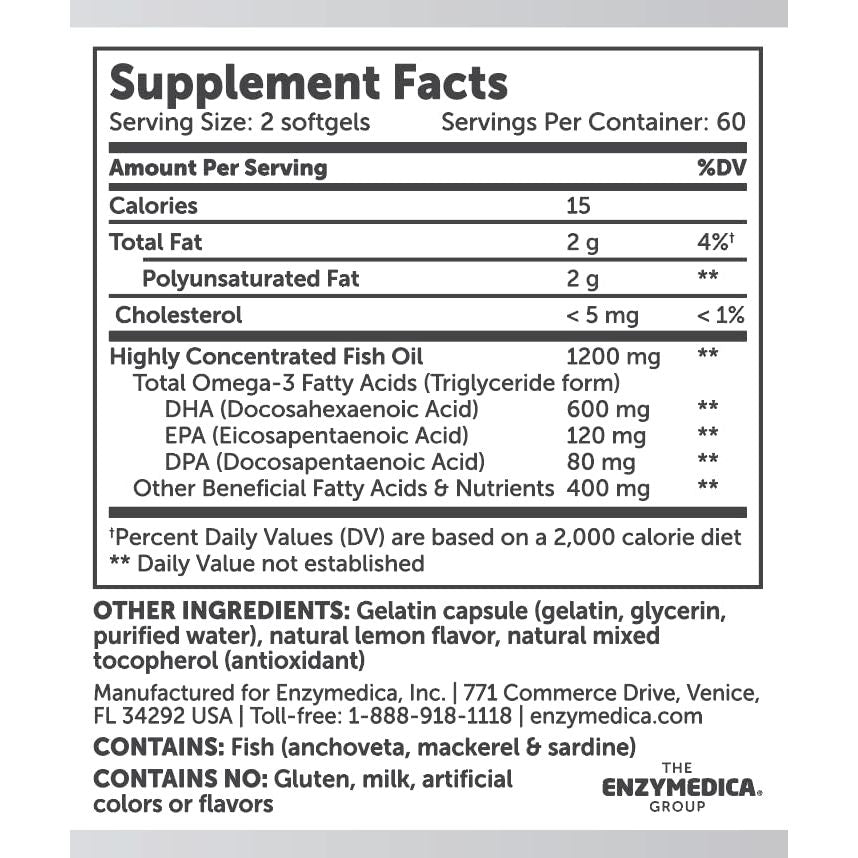 Aqua Biome - Oméga-3 sous forme de triglycérides, force classique 2000 mg. - 120 Gélules