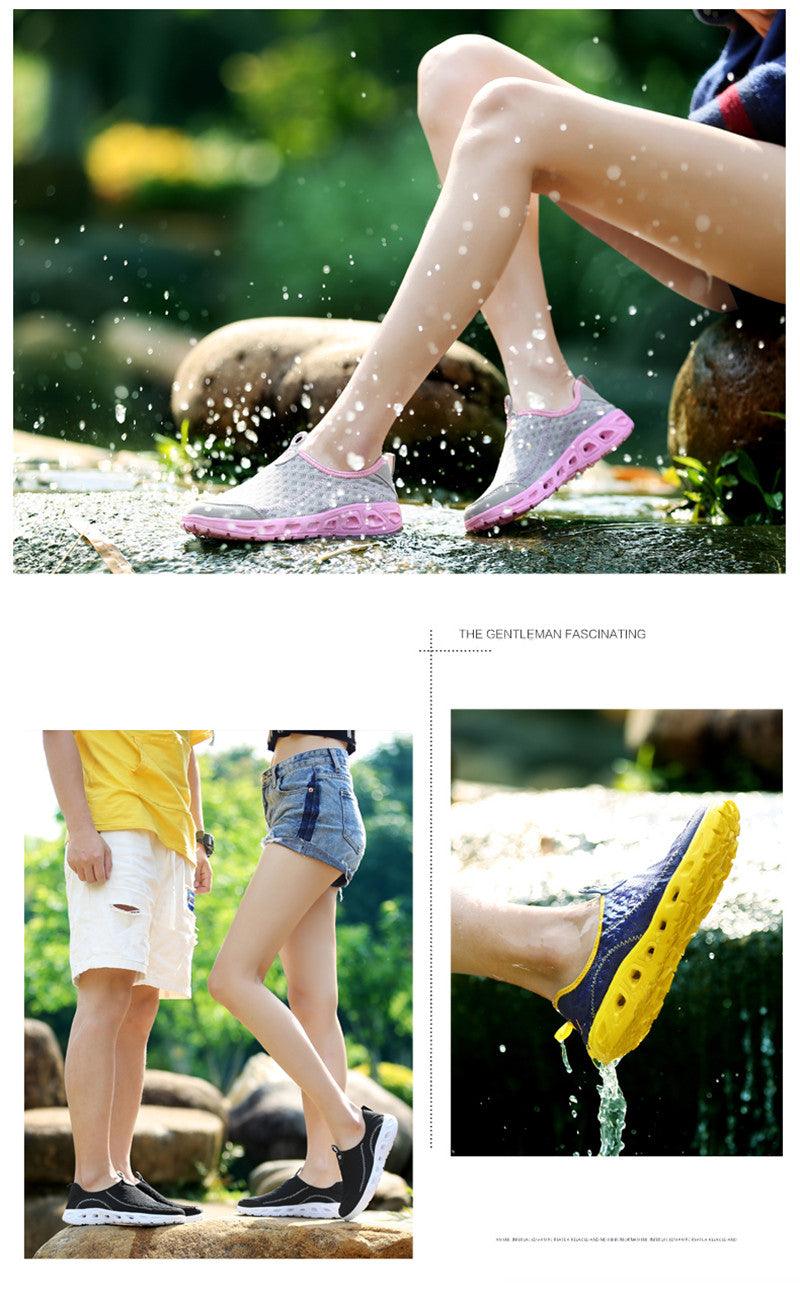 Chaussures Aquatiques Unisexe Décontracté Mode Maille Respirante Séchage Rapide Semelle Caoutchouc Extérieure Chaussures d'Eau Antidérapantes pour Plage Sports Nautiques Légères à Enfiler pour la Marche