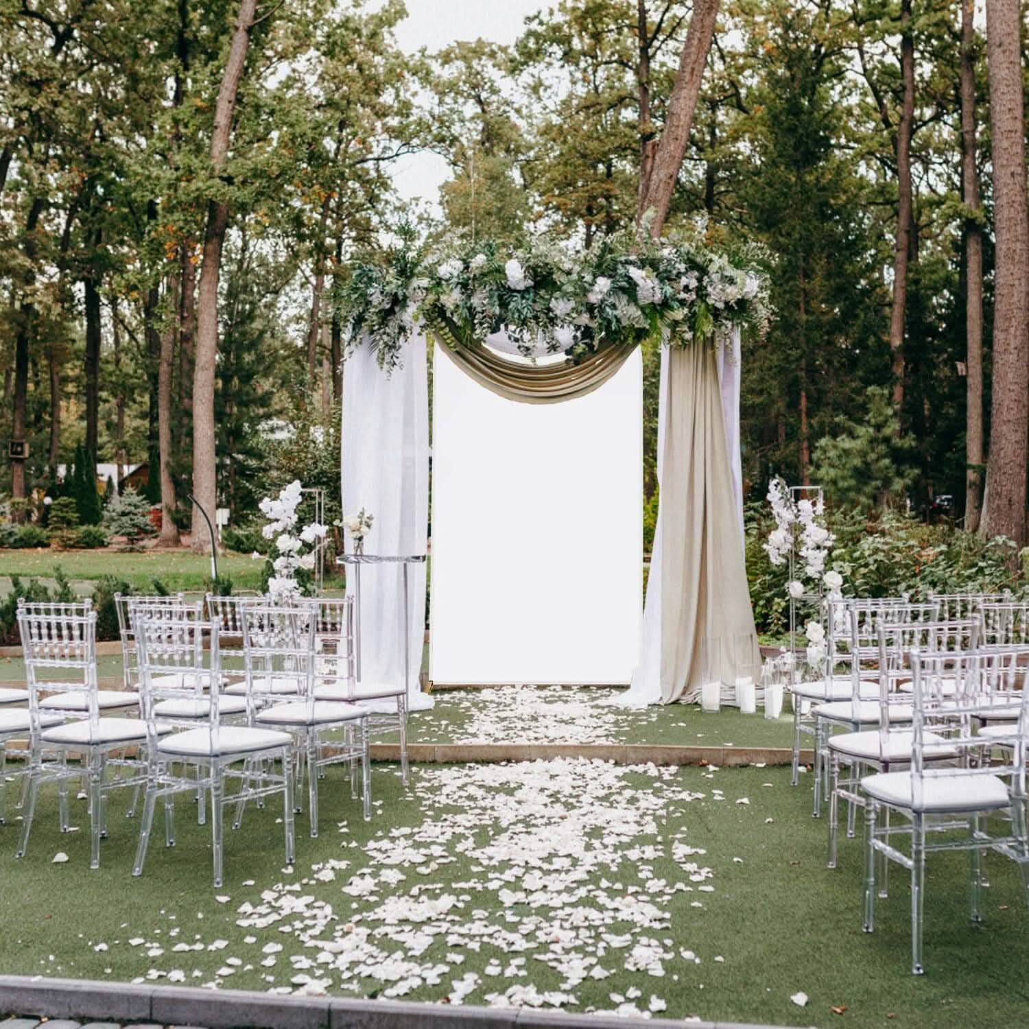 Housse de toile de fond arche en lycra blanc ajustée double face