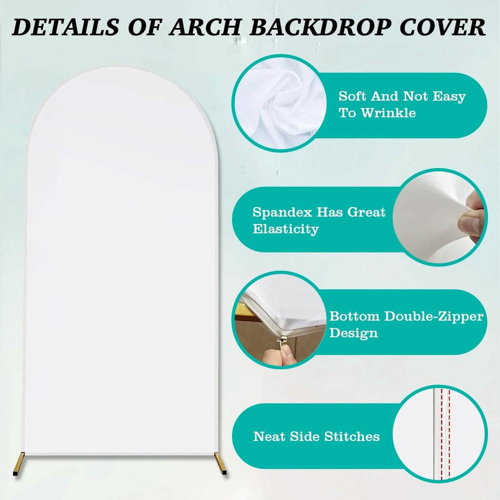 Housse de toile de fond arche en lycra blanc ajustée double face