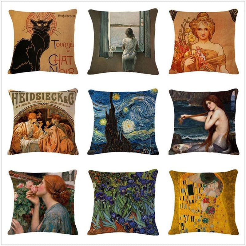 Housse de coussin d'art de la Renaissance Housse de coussin décoratif pour la maison Belle peinture Housse de coussin d'art Housse de coussin décoratif pour la maison pour canapé, voiture, chaise 45x45CM
