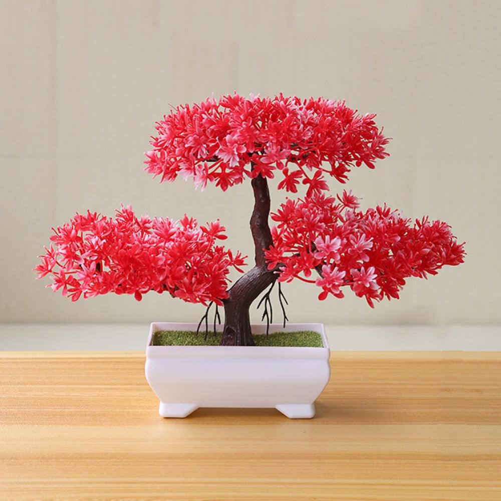 Faux bonsaï, plante artificielle en pot pour la décoration de la maison, de la chambre, du jardin, des étagères ou comme ornement de bureau. Fleur artificielle en pot pour la décoration intérieure.