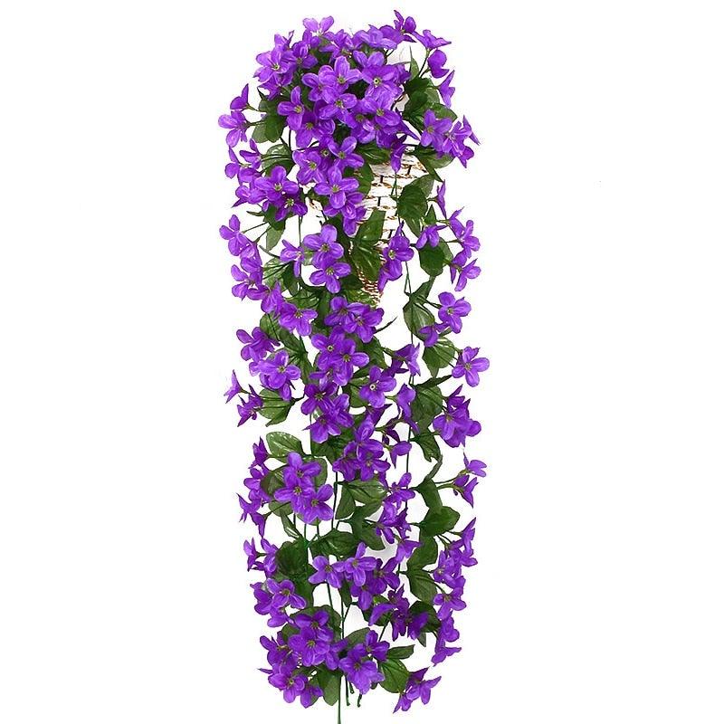 Fleur artificielle Glycine Panier Mural Décoration de Fête Simulation pour la Saint-Valentin Mariage Anniversaires Panier Suspendu Guirlande Réaliste pour Maison Mariage Jardin/Cour Décoration Florale en Guirlande