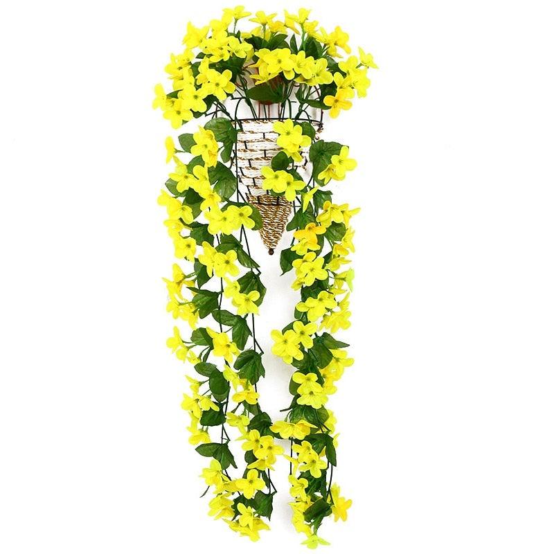 Fleur artificielle Glycine Panier Mural Décoration de Fête Simulation pour la Saint-Valentin Mariage Anniversaires Panier Suspendu Guirlande Réaliste pour Maison Mariage Jardin/Cour Décoration Florale en Guirlande