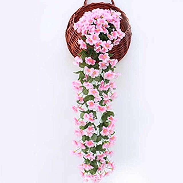 Fleur artificielle Glycine Panier Mural Décoration de Fête Simulation pour la Saint-Valentin Mariage Anniversaires Panier Suspendu Guirlande Réaliste pour Maison Mariage Jardin/Cour Décoration Florale en Guirlande