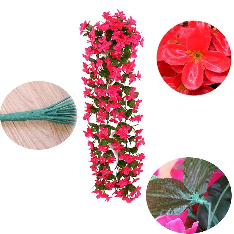Fleur artificielle Glycine Panier Mural Décoration de Fête Simulation pour la Saint-Valentin Mariage Anniversaires Panier Suspendu Guirlande Réaliste pour Maison Mariage Jardin/Cour Décoration Florale en Guirlande