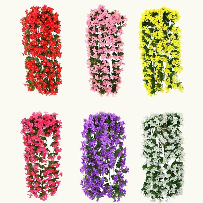 Fleur artificielle Glycine Panier Mural Décoration de Fête Simulation pour la Saint-Valentin Mariage Anniversaires Panier Suspendu Guirlande Réaliste pour Maison Mariage Jardin/Cour Décoration Florale en Guirlande