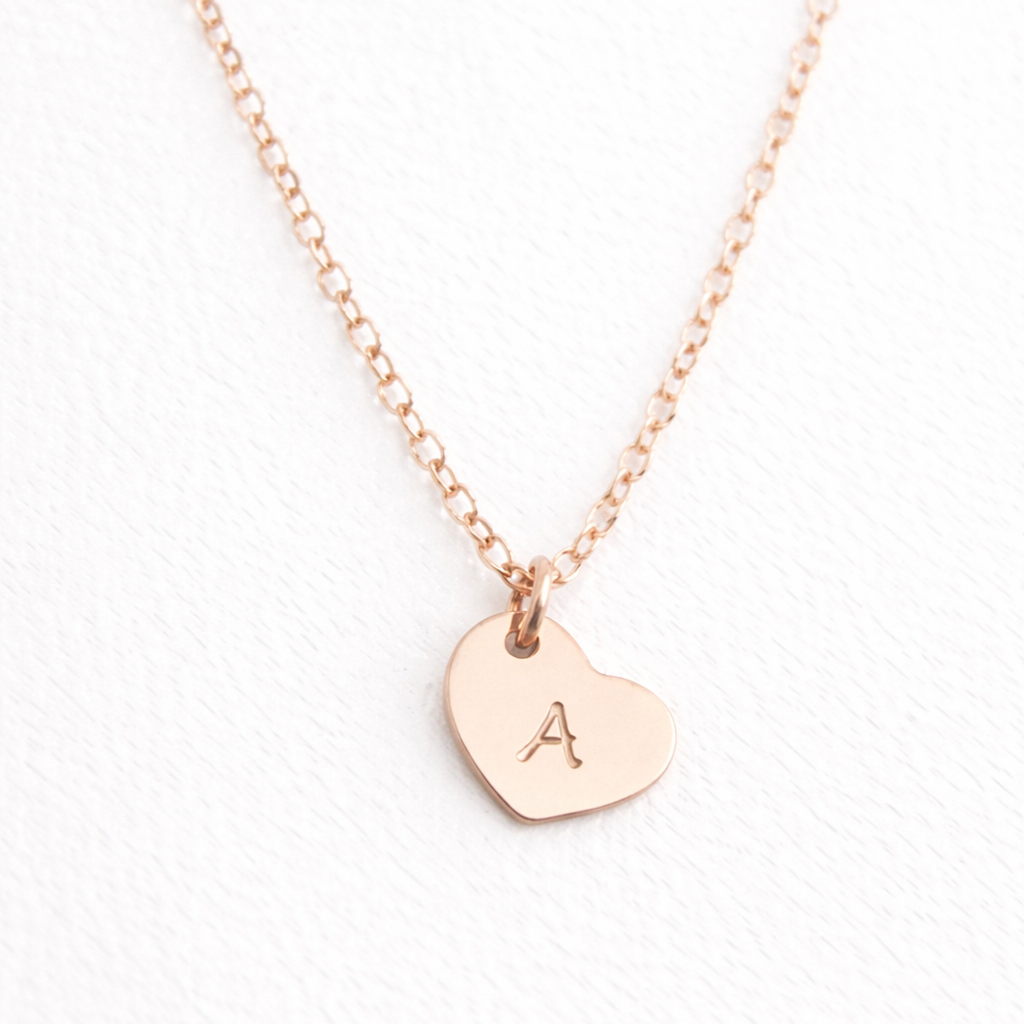 Collier Coeur Or Rose Miniature Personnalisé avec Initiale