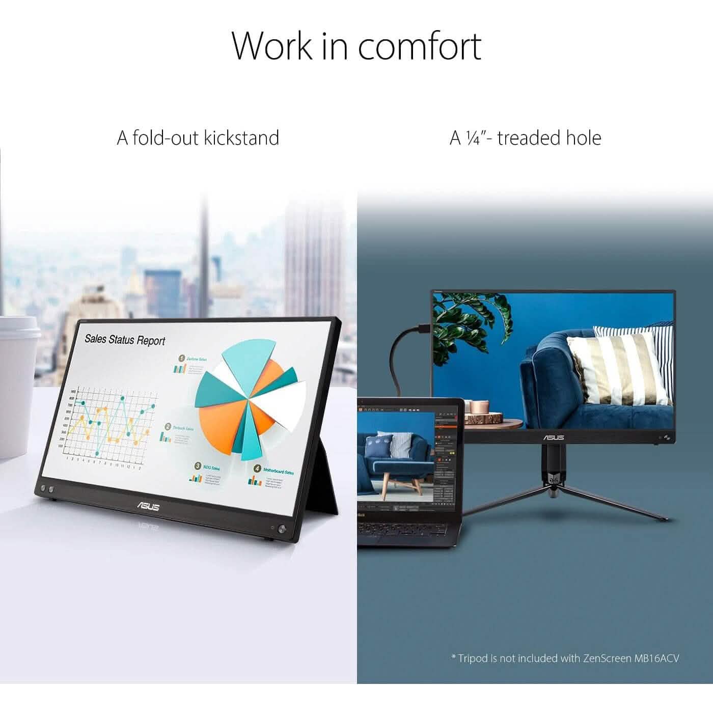 Moniteur USB portable ASUS ZenScreen 15,6" 1080P (MB16ACV) (reconditionné)
