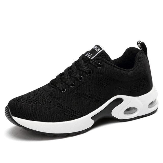 Baskets de sport athlétiques respirantes pour femmes, à la mode, rehaussantes, avec coussin d'air, semelle souple, ultralégères, pour la course et l'entraînement, design sportif