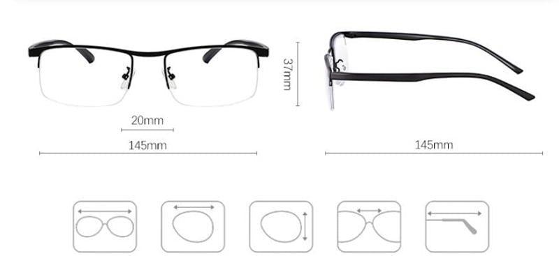 Lunettes de lecture progressives multifocales intelligentes avec monture métallique élégante et lunettes anti-lumière bleue à réglage automatique unisexe pour hommes et femmes