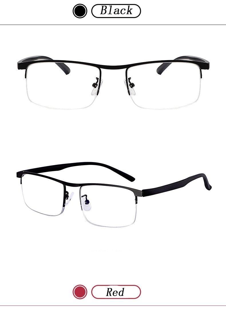 Lunettes de lecture progressives multifocales intelligentes avec monture métallique élégante et lunettes anti-lumière bleue à réglage automatique unisexe pour hommes et femmes