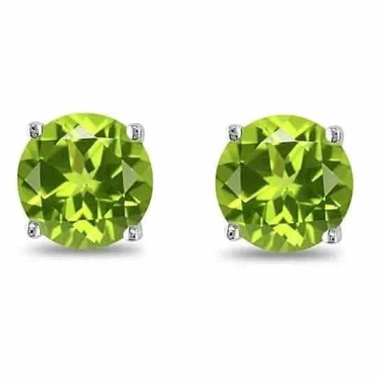Boucles d'oreilles clous rondes en argent sterling 925 avec oxyde de zirconium et péridot, pierre de naissance du mois d'août