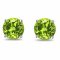 Boucles d'oreilles clous rondes en argent sterling 925 avec oxyde de zirconium et péridot, pierre de naissance du mois d'août
