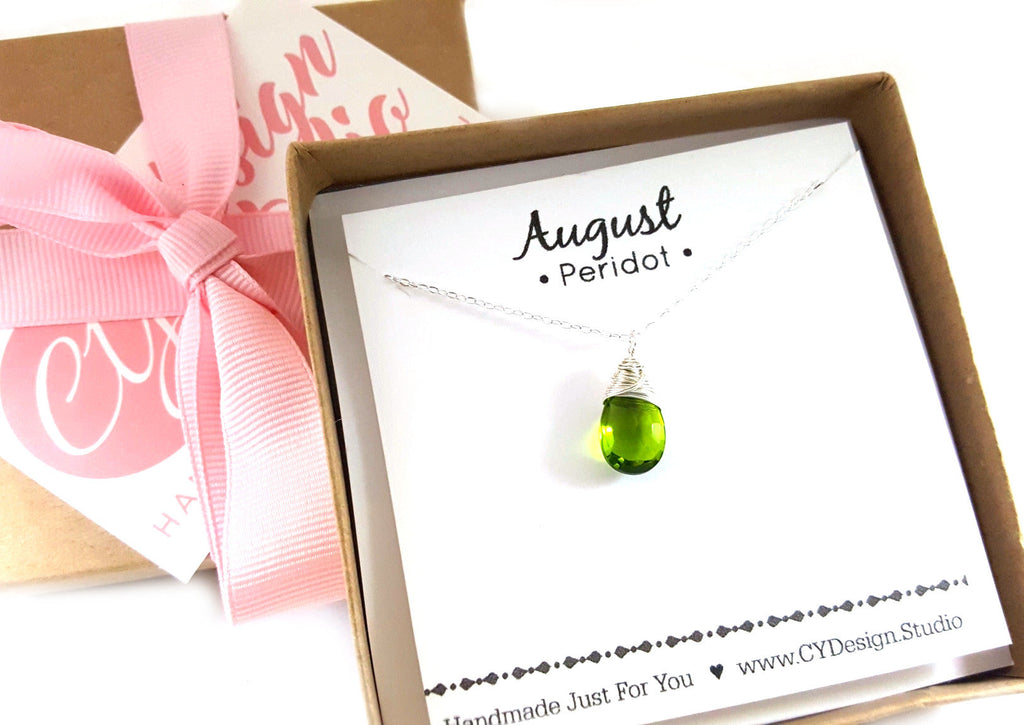 Peridot - August Birthstone - Sterling Silver Necklace
