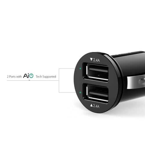 Chargeur de voiture double port Aukey Universal True AiPOWER 24W 4.8A (reconditionné)