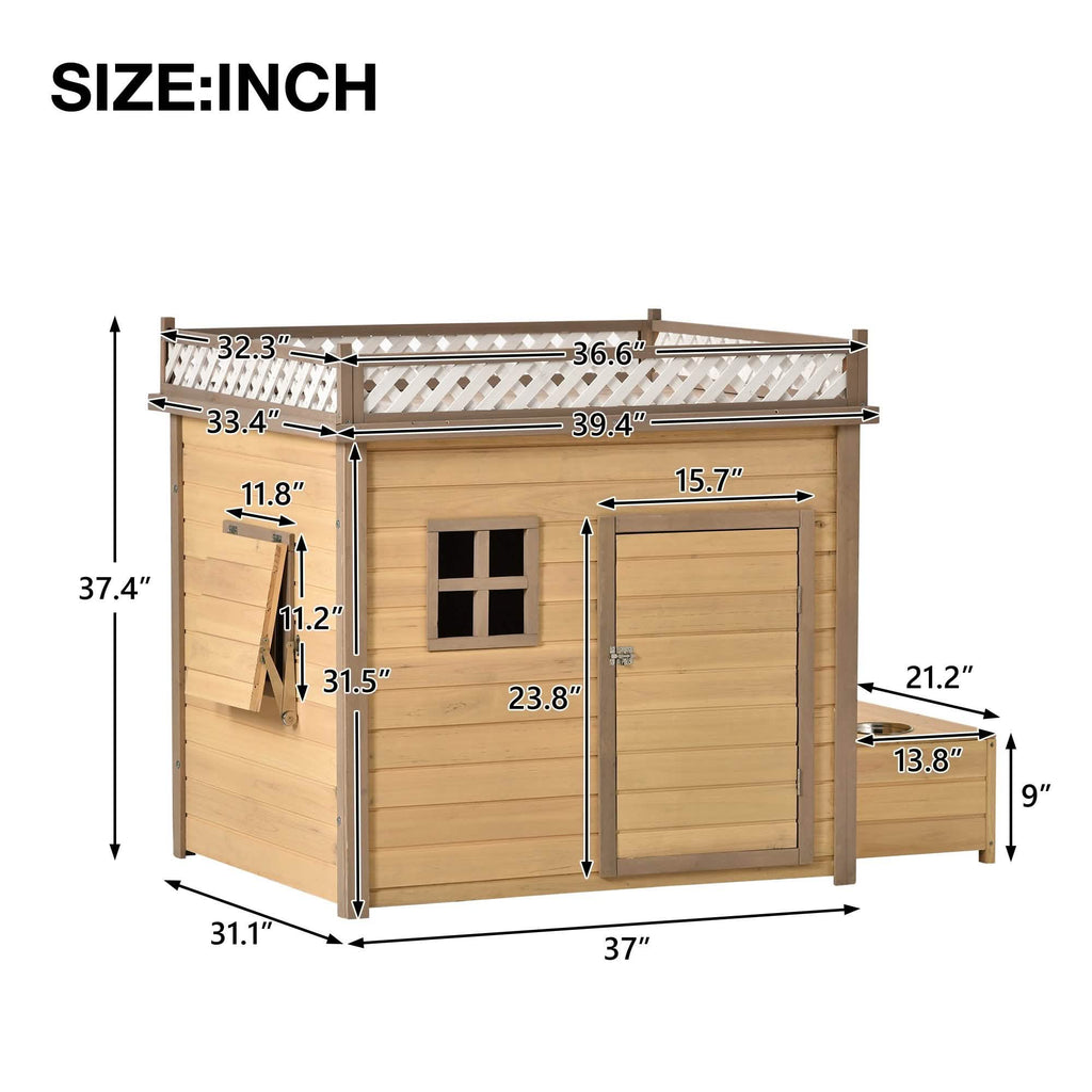 Niche pour Chien en Bois Aukfa 39,4" Abri pour Chiot Chenil Cage pour Chien Extérieure et Intérieure