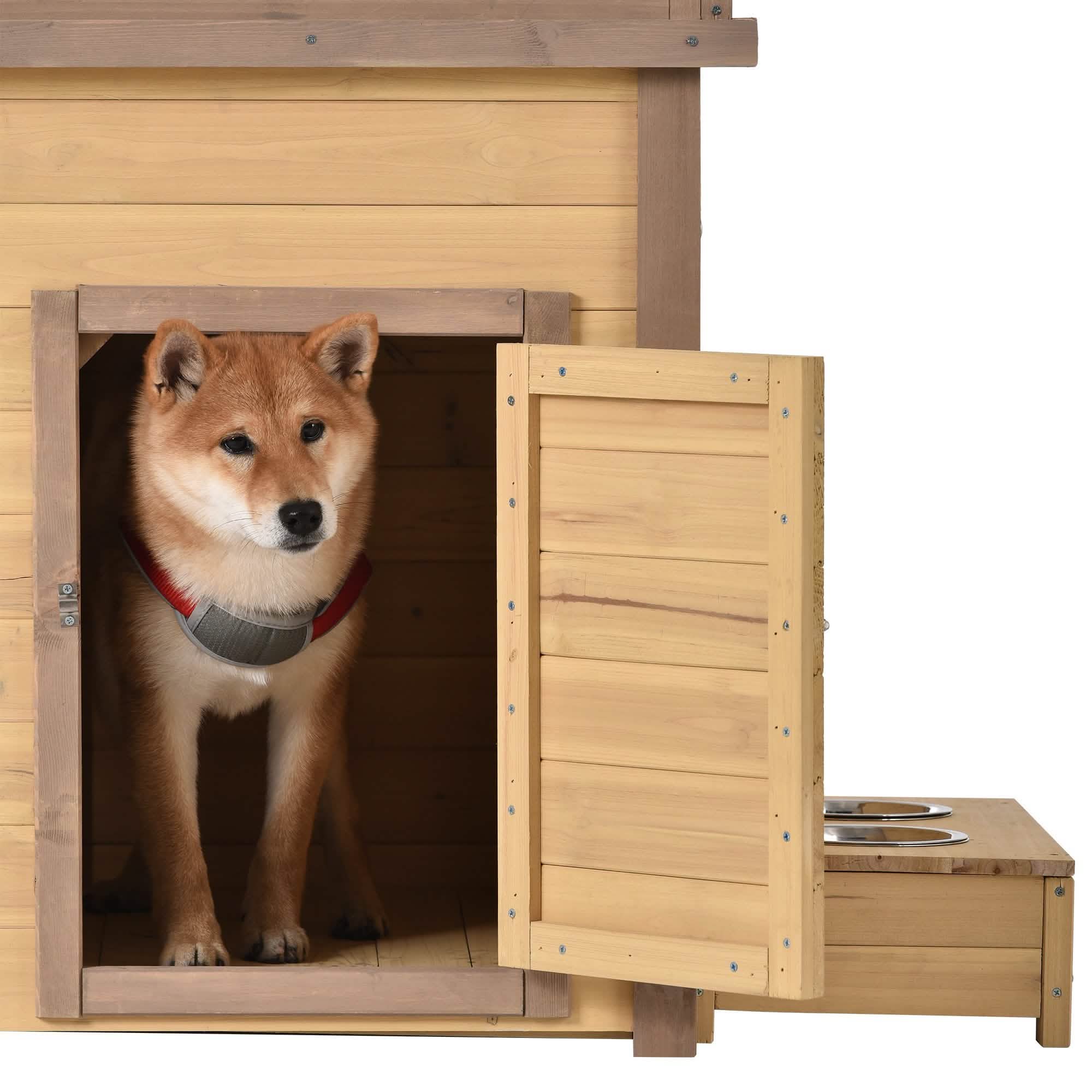 Niche pour Chien en Bois Aukfa 39,4" Abri pour Chiot Chenil Cage pour Chien Extérieure et Intérieure