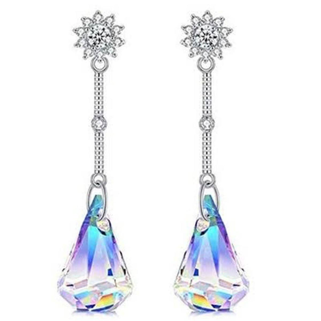 Boucles d'oreilles pendantes Goutte en cristal Aurora Borealis ornées d'éléments Swarovski